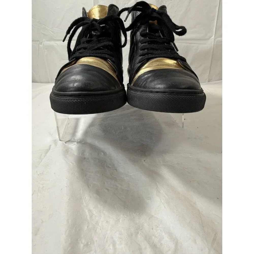 Thakoon Black and Gold Leather High-Top Sneakers
